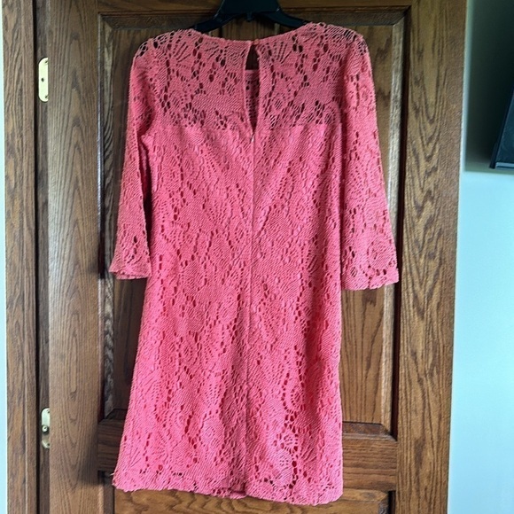 Trina Turk lined cotton mid sleeve salmon colored dress size 4 - Picture 6 of 12